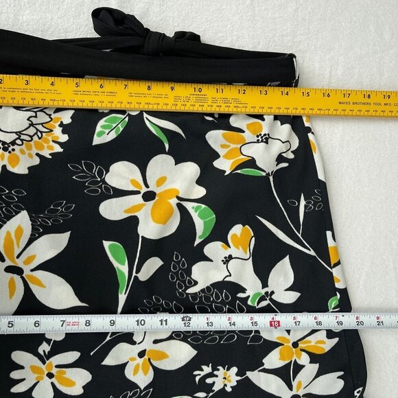 Vintage 60s-70s Floral Print Maxi A-Line Skirt Tie Waist Vibrant Flower Design - Picture 6 of 9